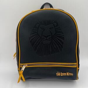 Disney Lion King Backpack Black and Yellow Faux Leather Embossed Lion Face NWT